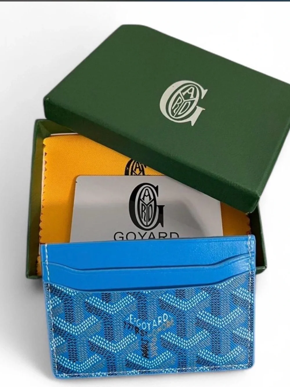 Goyard Blue Patterned Card Holder with Bright Blue Trim - Picture 2 of 3